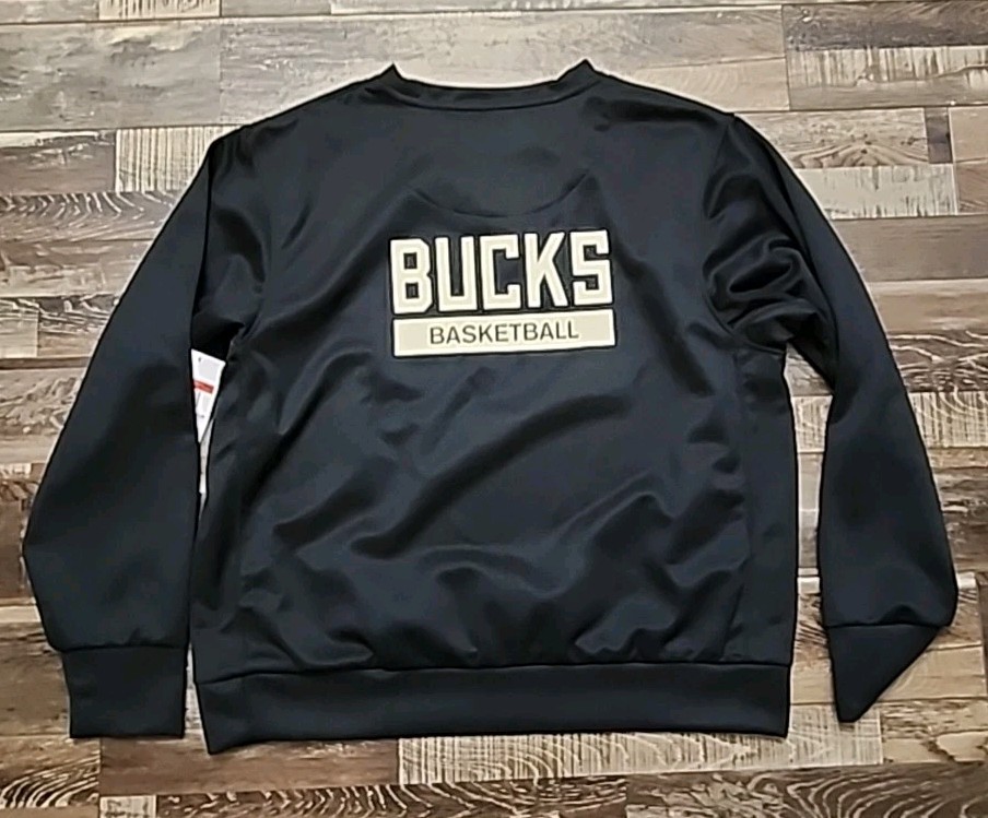 Nike Milwaukee Bucks NBA Crew-Neck Sweatshirt Team Issued Size Large Two Sided
