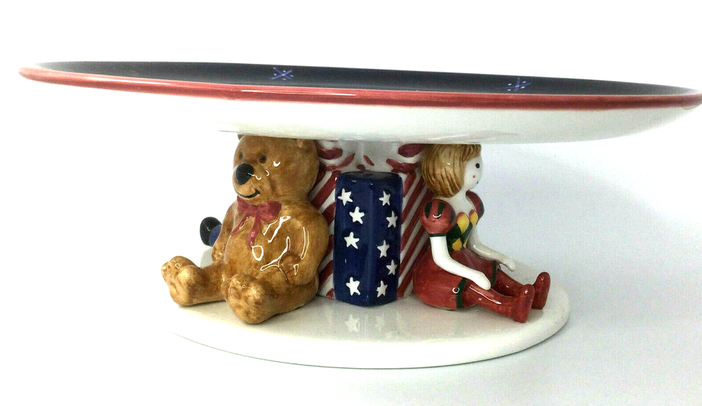 Handpainted American Flag Ceramic Cake Stand by Laurie Gates