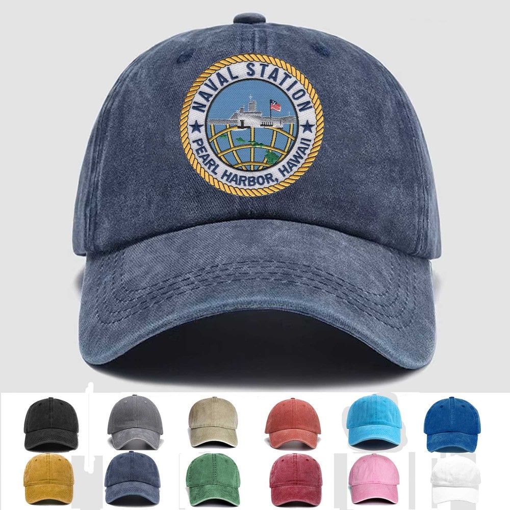 Custom Embroidered Hat Naval Station Pearl Harbor Hawaii, Veteran Cap, Gift Idea