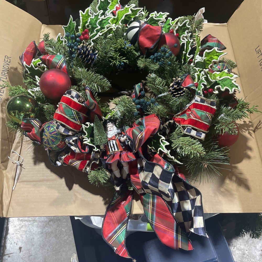 McKenzie-Childs Santa Wreath Holiday Decor