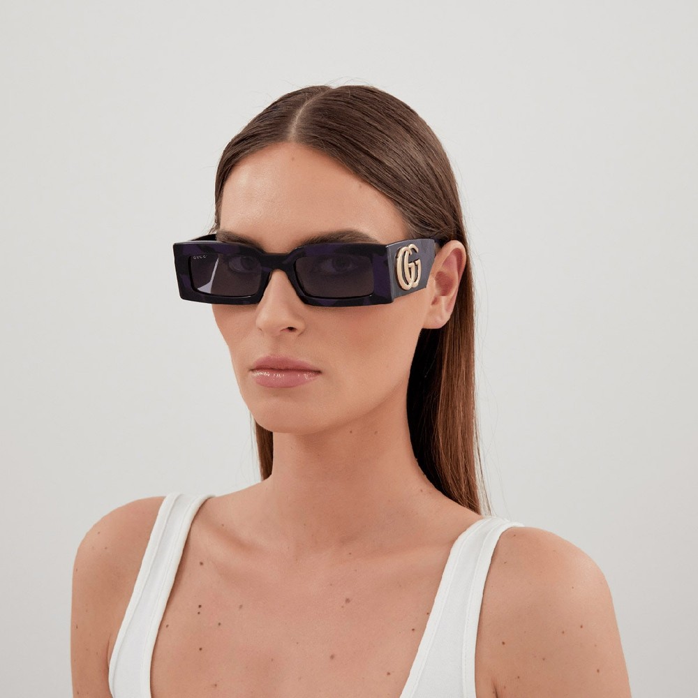 Gucci GG1425S 003 Havana Frame Purple Green Gradient Lenses Sunglasses