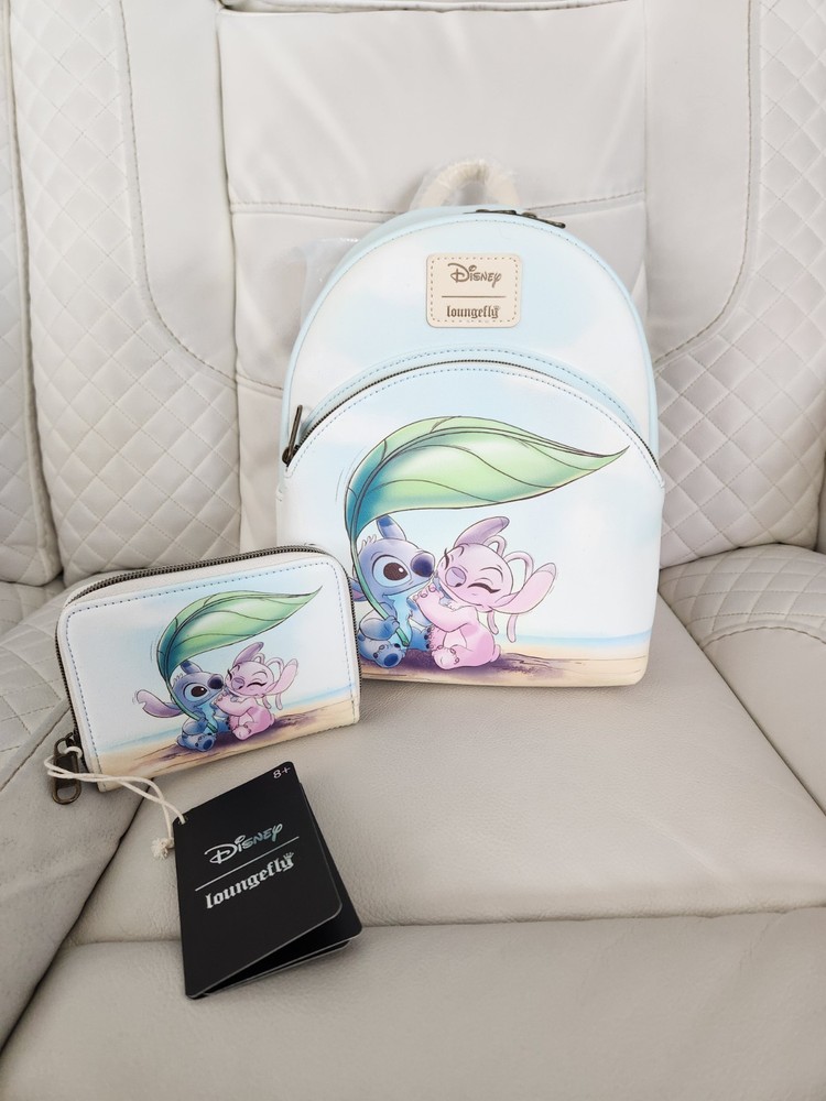 Loungefly Disney Stitch & Angel Beach Date Mini Backpack & Wallet Set