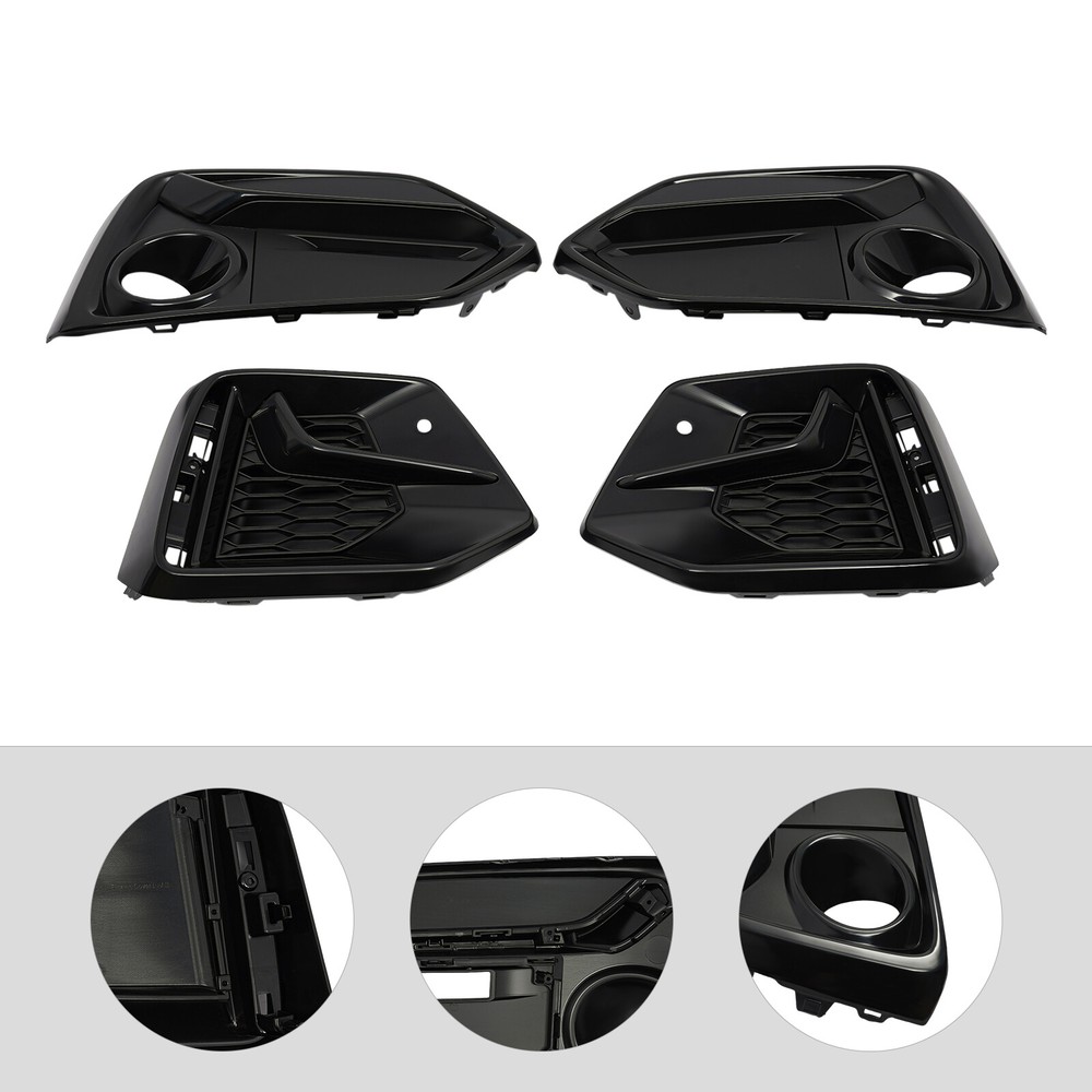 For 2017~21 Civic  Black Trim Front Rear Bumper Fog Light Garnish Cover