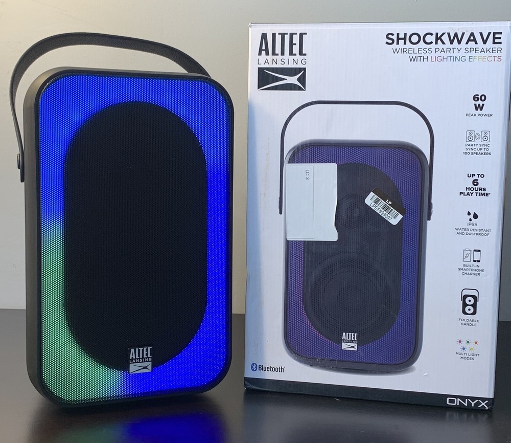 Altec Lansing Shockwave Bluetooth Wireless Party Speaker With Lighting Effects