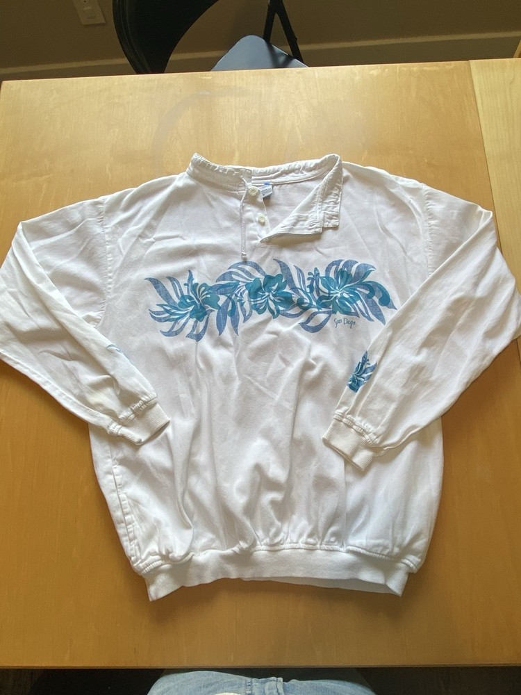 Crazy Shirts Hawaii Pullover Windbreaker Long Sleeve Medium White Surf
