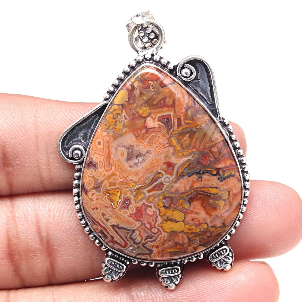 Agate Pendant Stick Silver Jewelry Valentine Gift 2.25 Inch-image