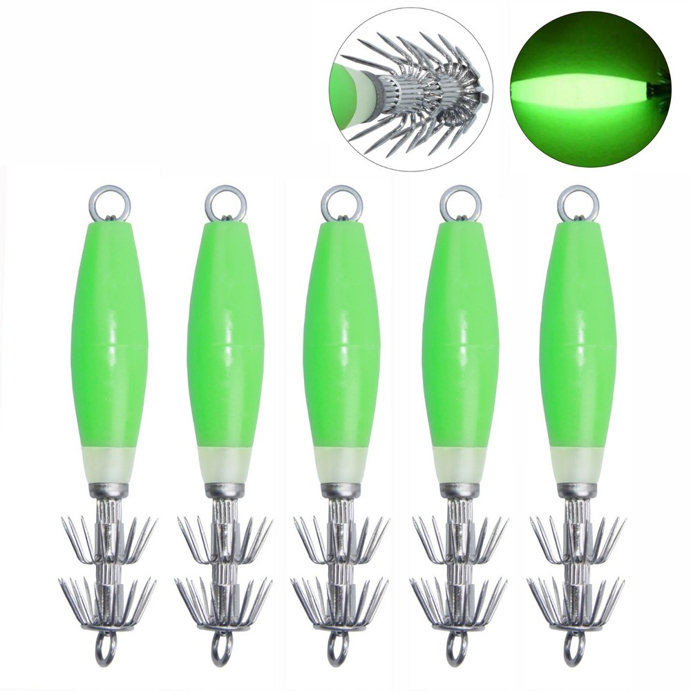 Luminous Squid Jig Hook Deep Sea Glow in Dark Underwater Catch Fishing Lure Bait