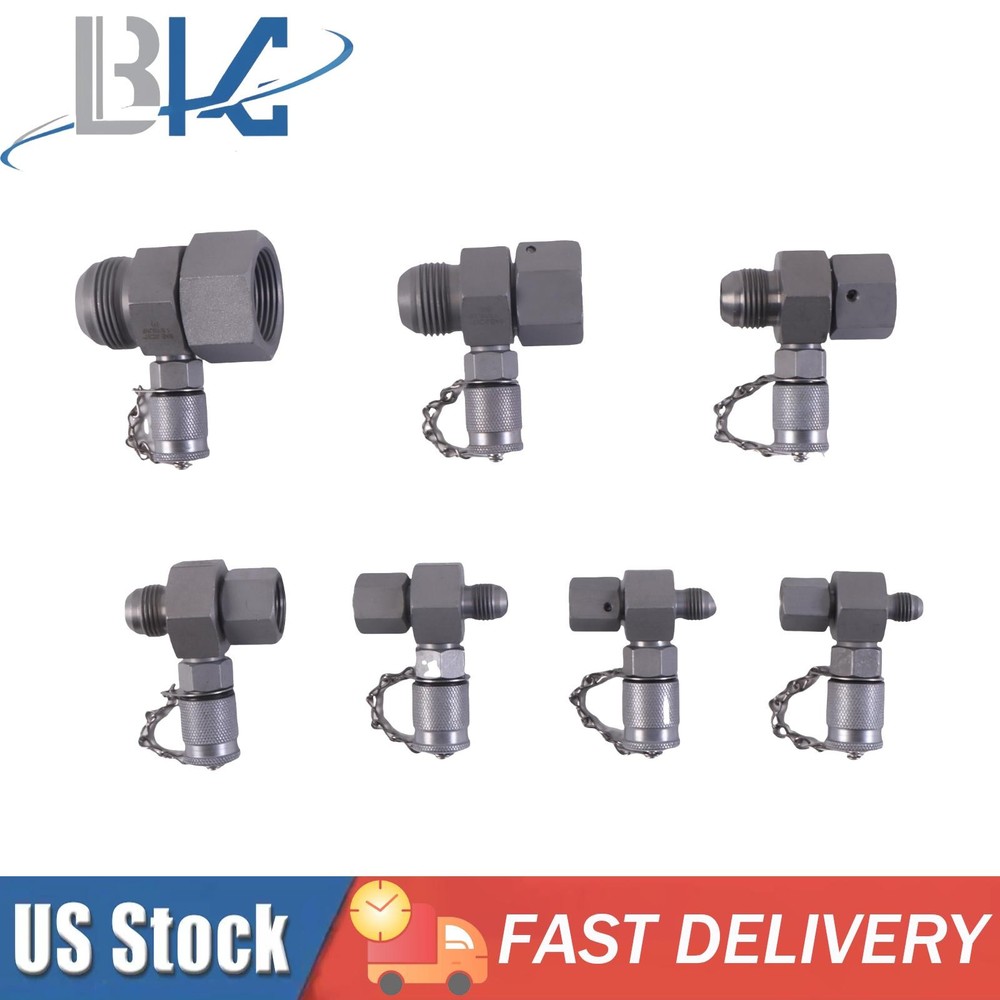 7Pcs JIC37 Hydraulic Swivel Run Tees Connector Tester Coupling Set for Excavator