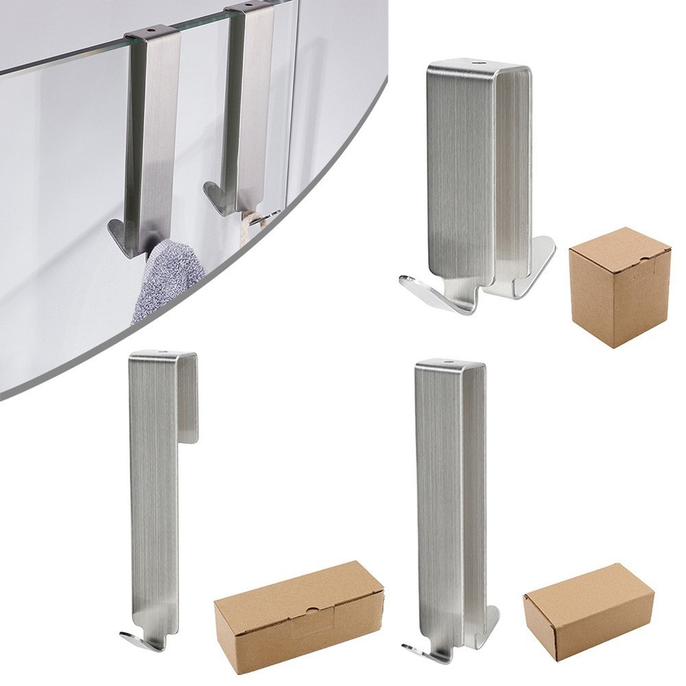 Bathroom and Kitchen Glass Screen Hooks 304 Stainless Steel Punch 4 Pieces