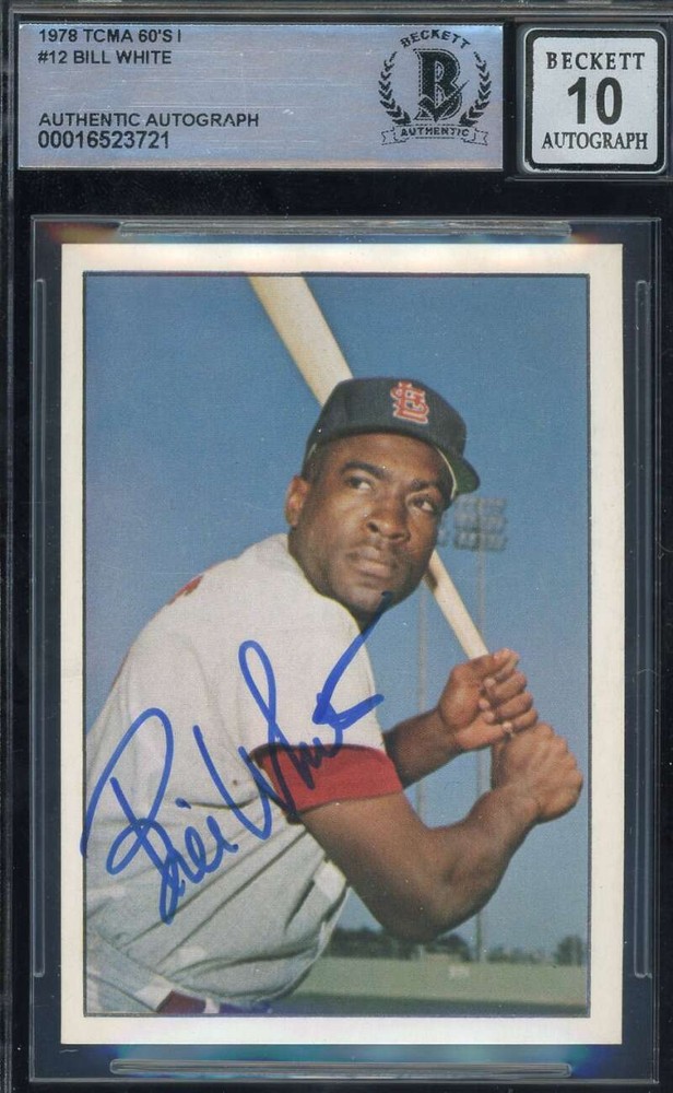 Bill White Gem Mint 10 Beckett BAS Signed 1978 TCMA The 60's Autograph