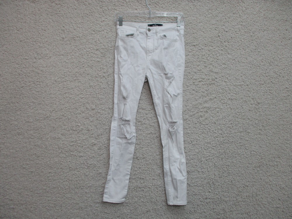 Hollister Jeans 5S Womens Juniors Size White Denim High Rise Super Skinny Light