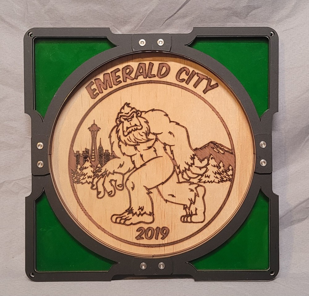 Emerald City 2019 Russ Richards Art - Dice Tray for Gaming - Wood Laser Etched