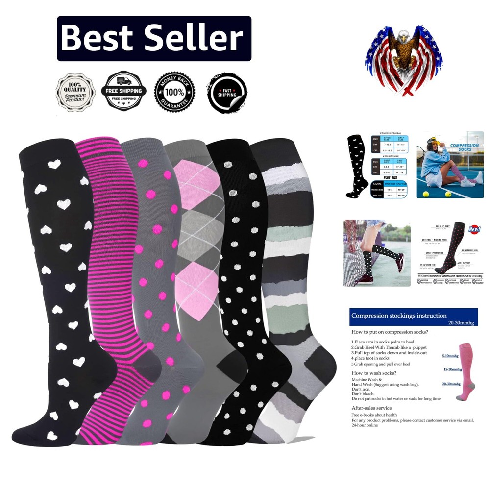 Stylish Compression Socks for Circulation & Muscle Recovery - 100% Satisfaction