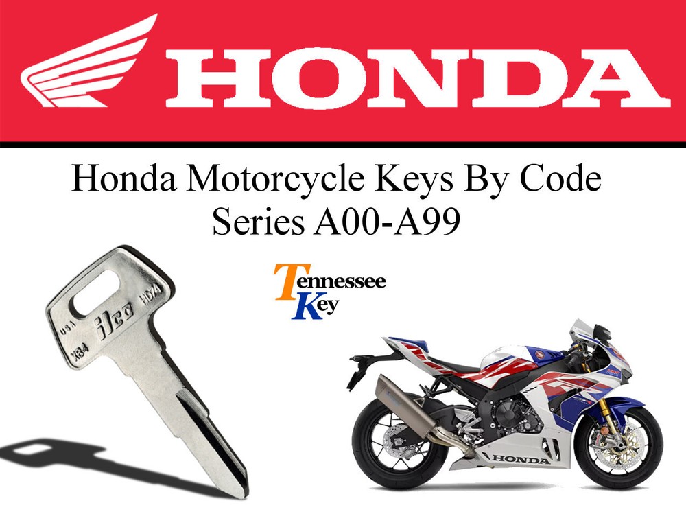 Honda Motorcycle Keys Series A00 to A99 - Find Your Key Code