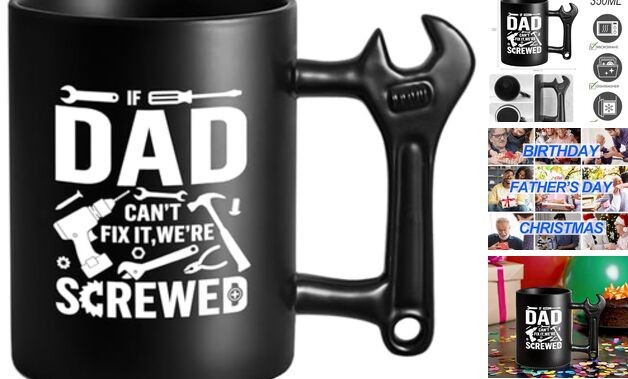 Funny Dad Screwd Fathers Day Gift from Daughter Son Wife Kids in Black-image