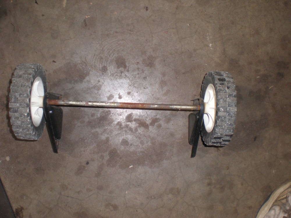 Used Toro Powerlite Snow Thrower Wheels Axle & Bracket OEM 27-0062