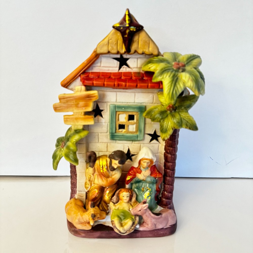 Illuminated 3D Ceramic Nativity Scene Tabletop Christmas Décor