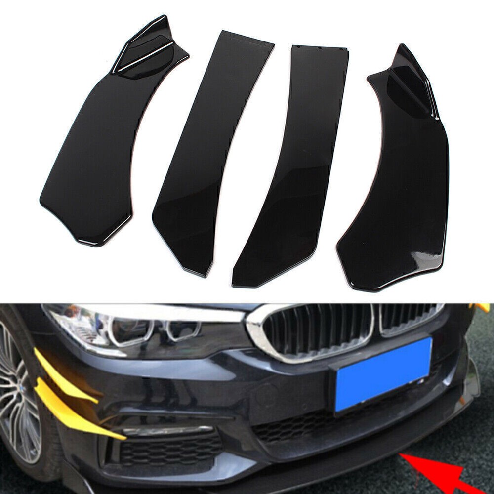 Glossy Black Universal Front Bumper Lip Chin Spoiler Splitter Kit