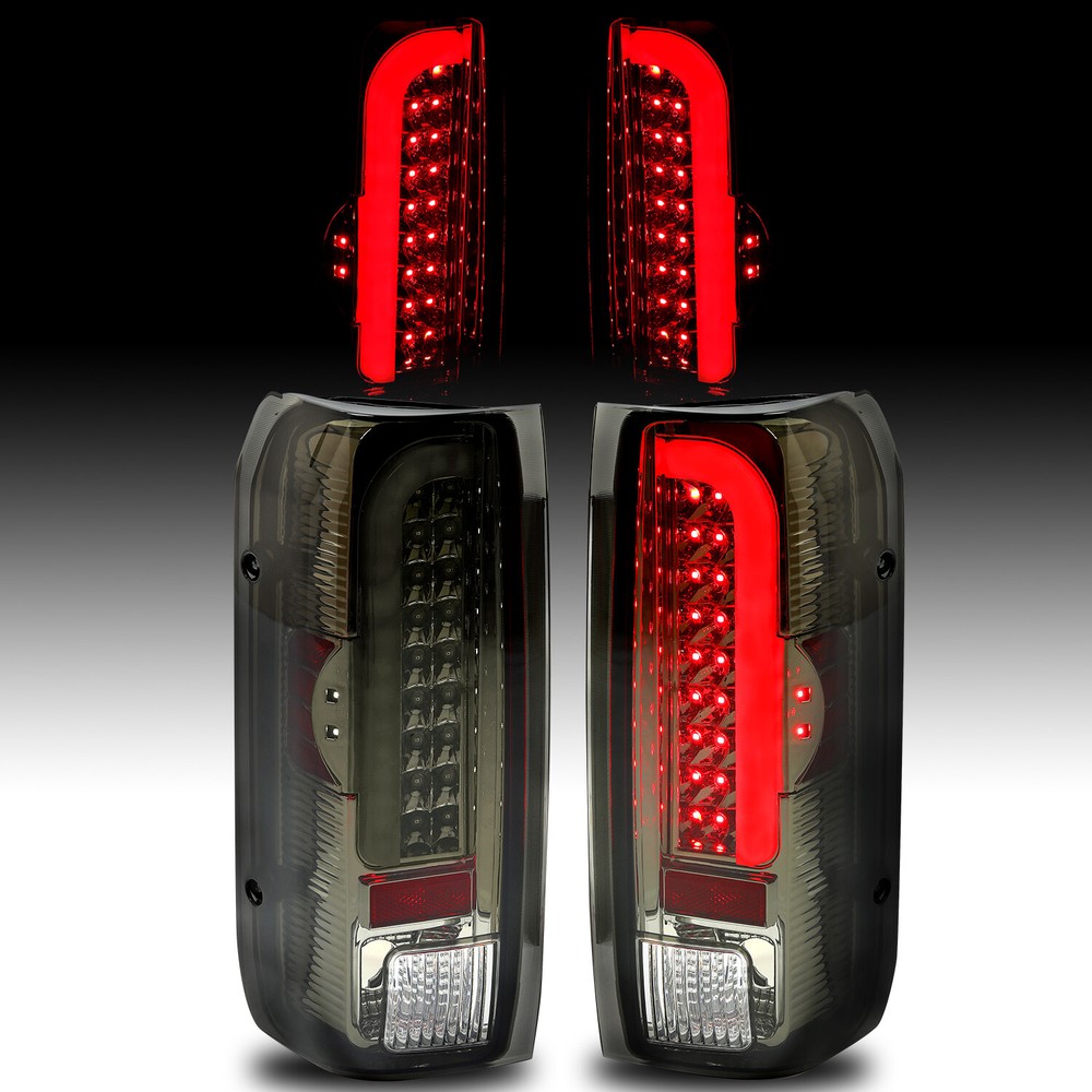 For Ford F150 F250 F350 Bronco 1990-97 LH & RH Tail Lights Brake Lamps LED Smoke