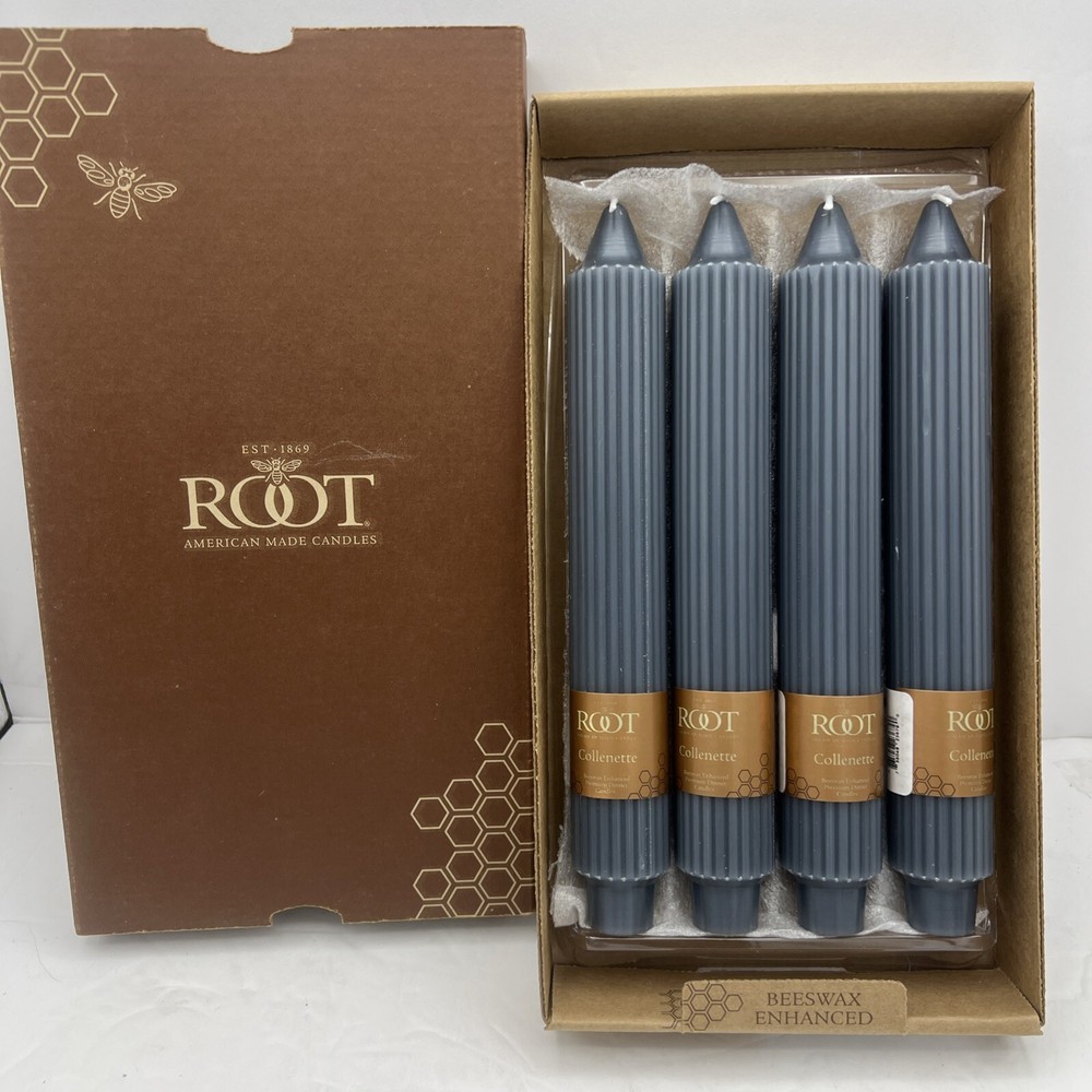 Root Grecian Collenette 9-Inch Stone Candles - Box of 4 - Brand New (19195)