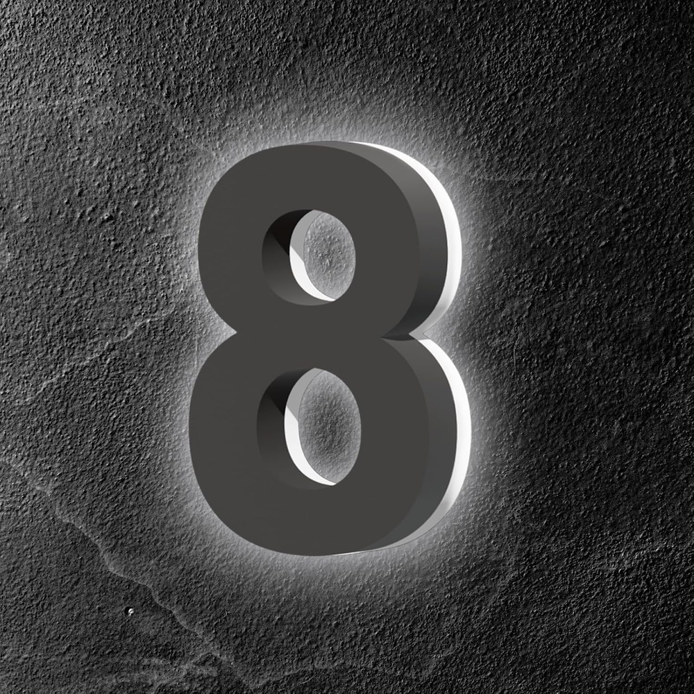 7 Inch Backlit LED House Numbers for Outside,Lighted LED House Numbers Stainless