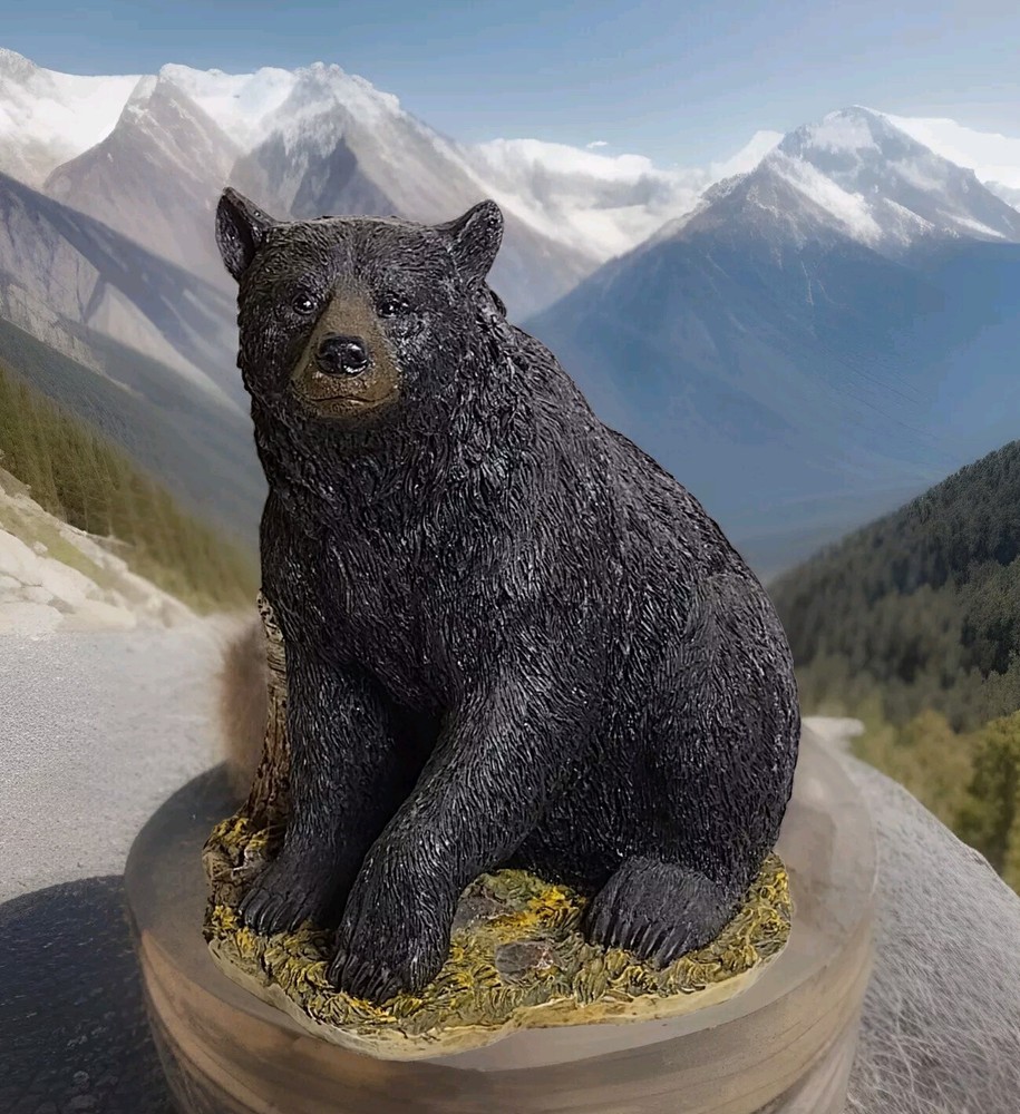 Black Bear Relaxing by Tree Statue 9.5H x 7.5W x 7.5L 2.6Lbs