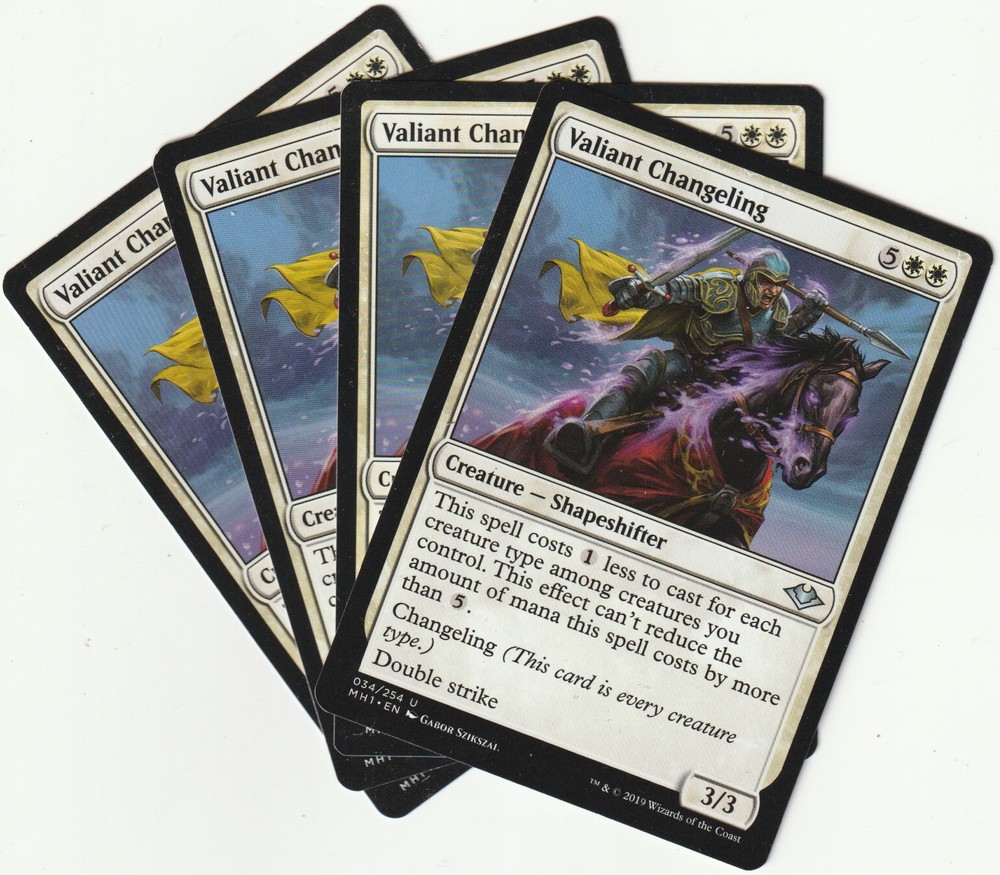 4x MTG Valiant Changeling White Creature Playset - MH1 2019