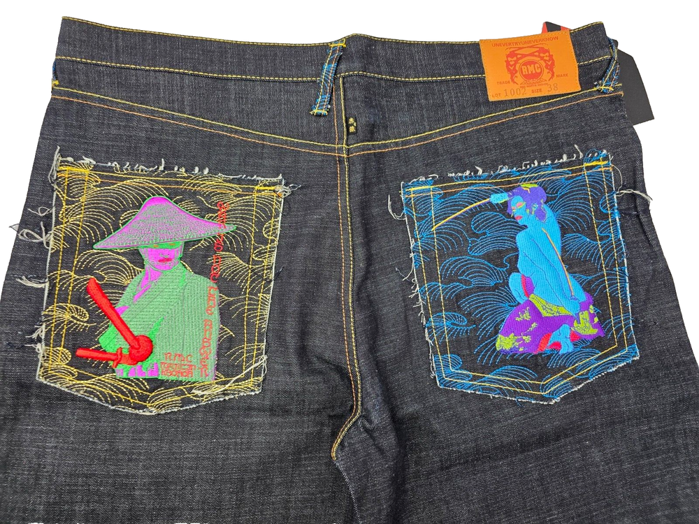 RMC Red Monkey Ksohoh Selvedge Denim Geisha Samurai Japan 38x35 New With Tags