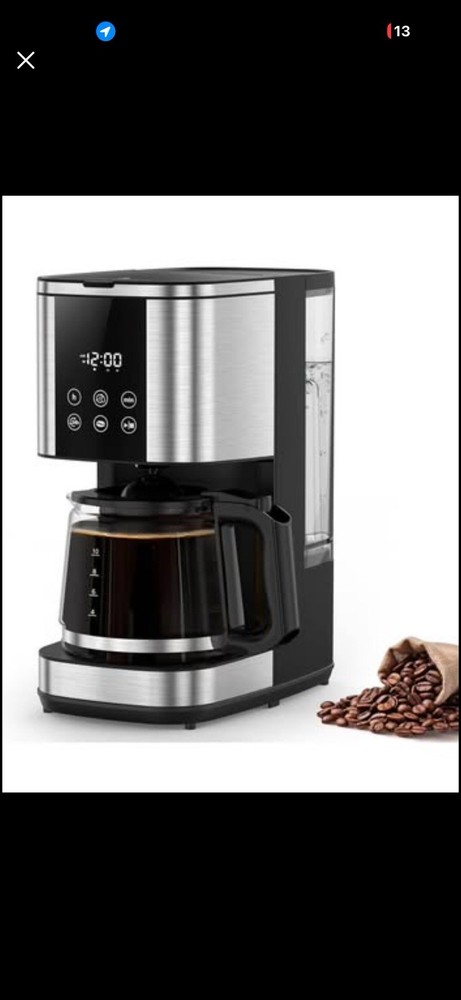 24-Hour Programmable Coffee Maker - Drip Coffee Machine with 10-Cup Capacity,...