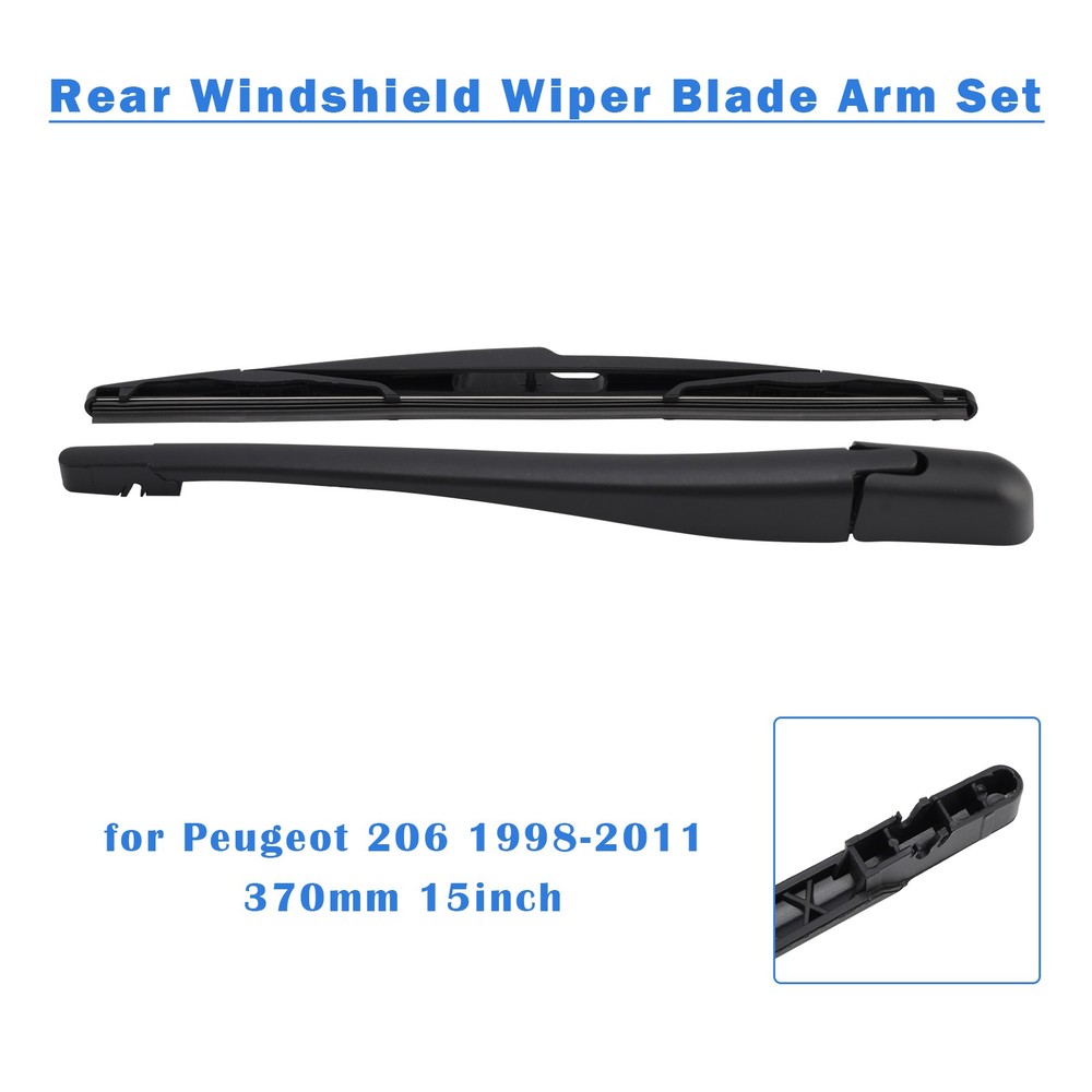 Rear Windshield Wiper Blade Arm Set for Peugeot 206 1998-2011 370mm 15inch