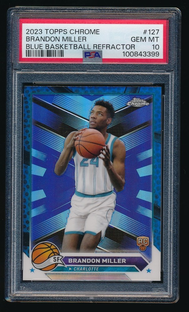 Brandon Miller 2023 Topps Chrome Blue Basketball Refractor RC PSA 10