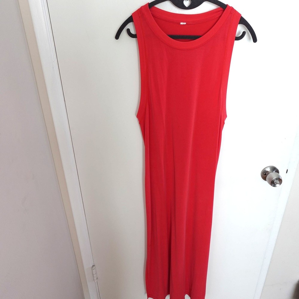 Lululemon Ease Of It All Midi Dress in Carnation Red Modal Blend Buttery Soft