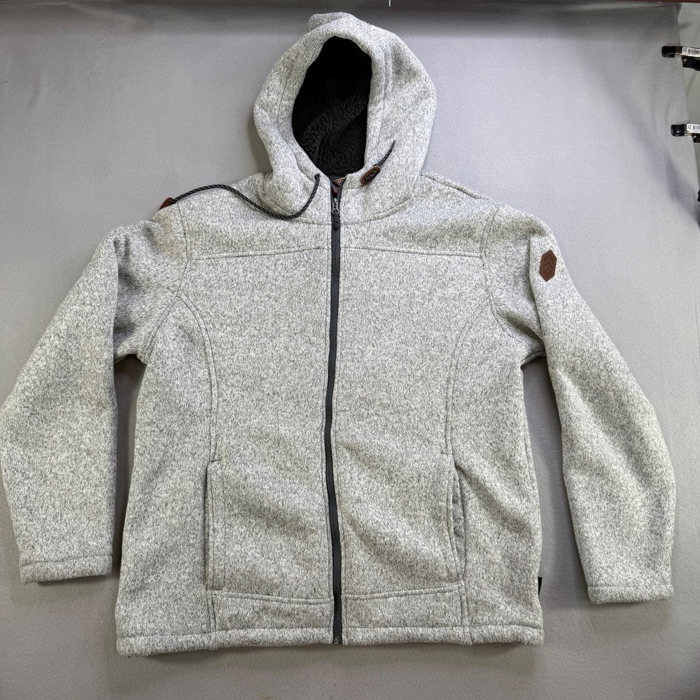 Free Country Fleece Lined Hooded Jacket Heather Grey Size L