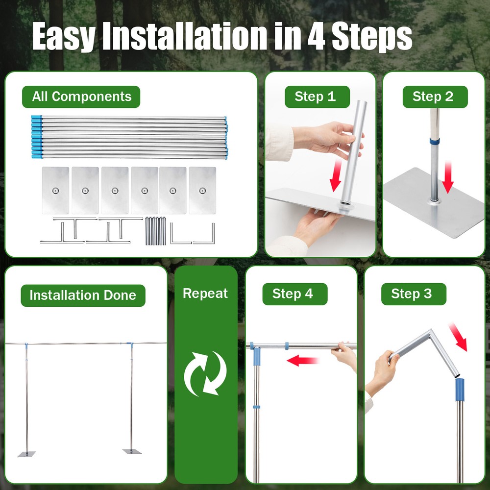 10x50ft Backdrop Stand Kit with Curtain Frame Background Support System Hot New Release