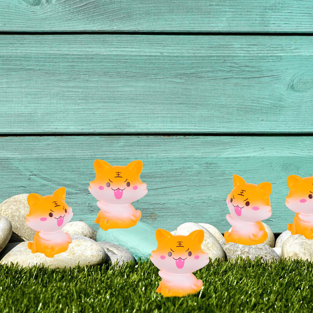 5 Pcs Tiger Resin Ornament Animal Sculpture Figurine Office