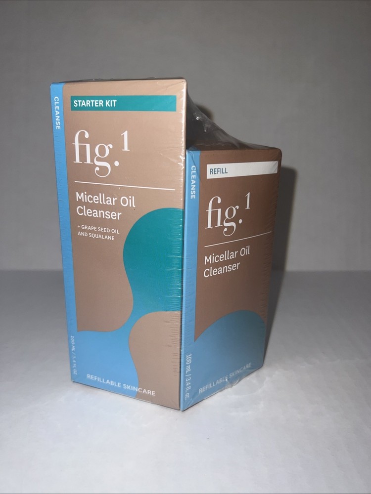 New Sealed Set Fig.1 Micellar Oil Cleanser Starter Kit + Refill 3.4 Fl Oz Each