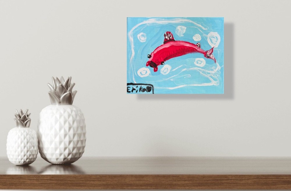 Koi Fish in Lily Pond Hand-painted Modern Art Original Painting Home Decor