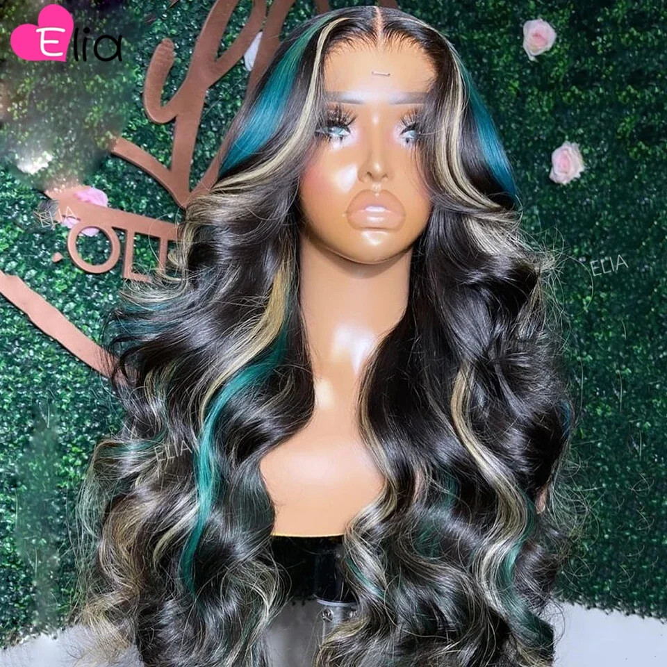 Blue Blonde Lace Front Wig Body Wave Brazilian Human Hair