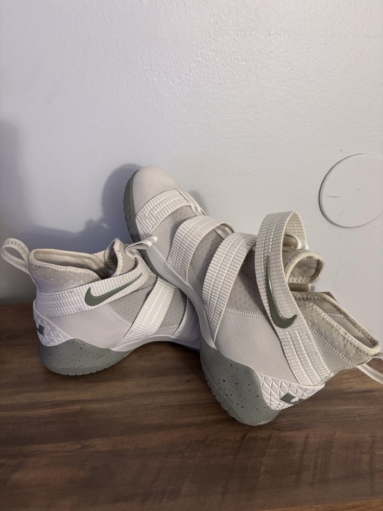 Nike LeBron Soldier High Top White Gray Men's Basketball Sneakers Hook & Loop