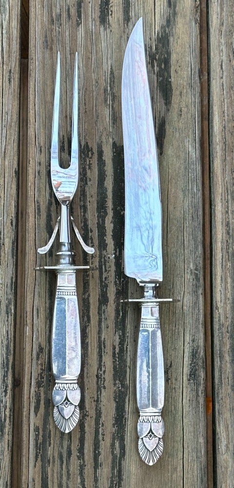 VINTAGE FRANK WHITING PRINCESS INGRID STERLING SILVER HANDLE CARVING SET