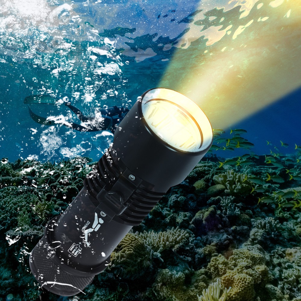 LED Dive Light, Waterproof Compact Bright Diving Torch, Submersible Flashlight