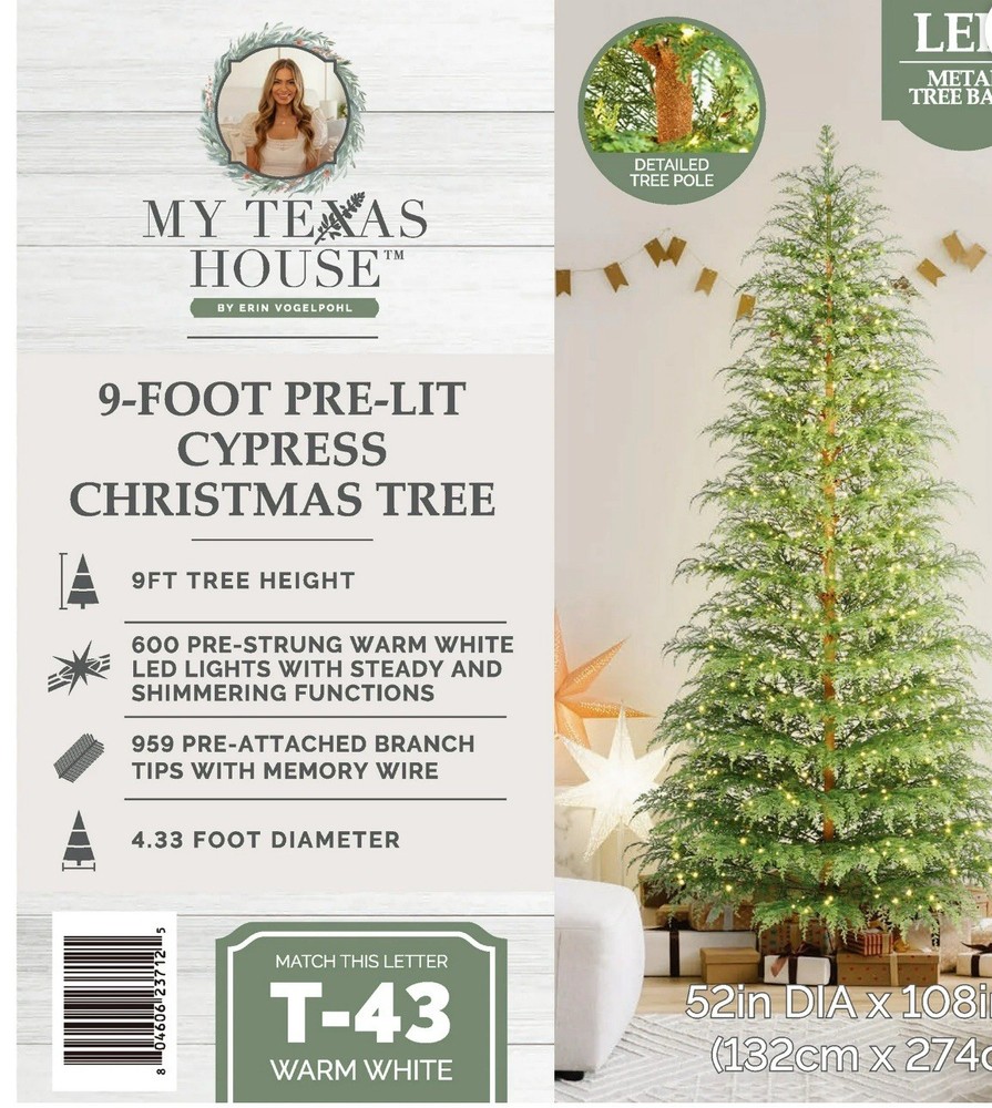 My Texas House 9ft Cypress Pre-Lit Christmas Tree 2025 NIB 600 Warm Twinkle