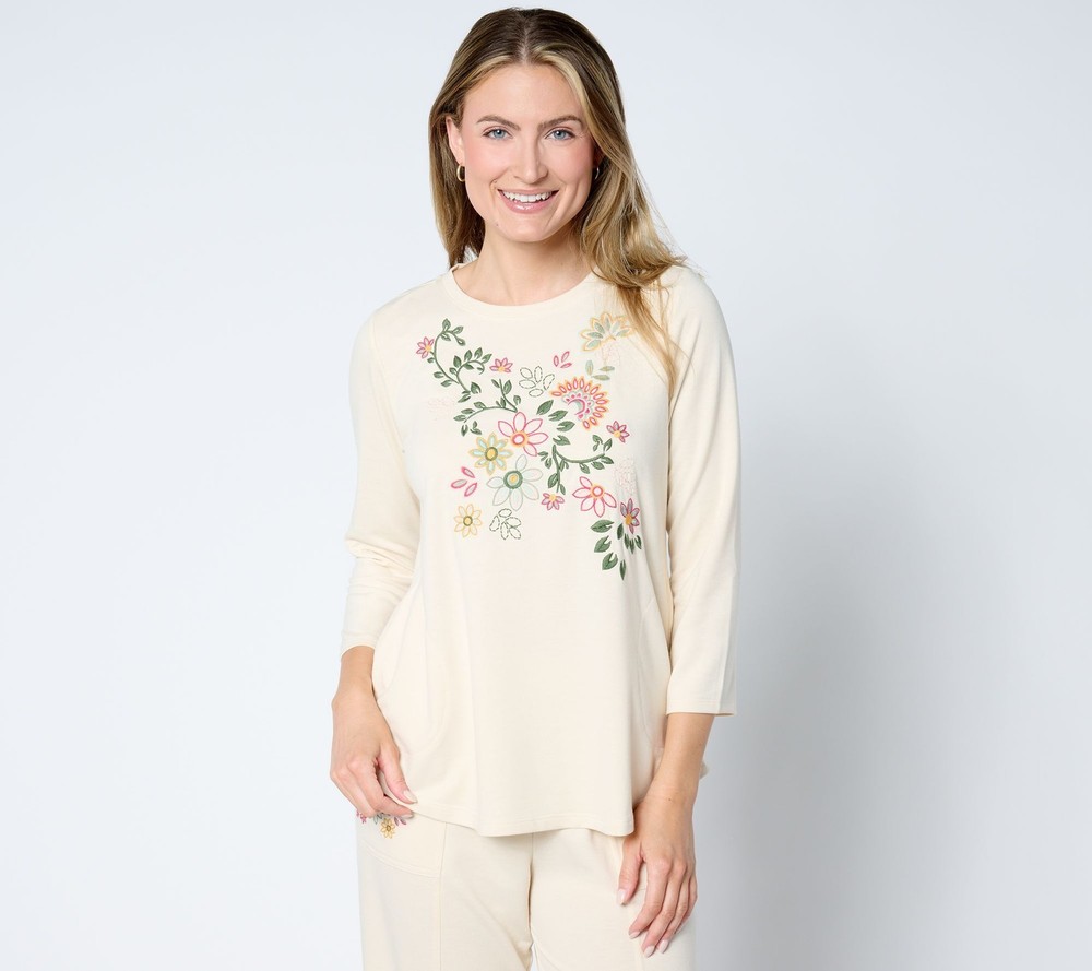 Maya J Women's Top Plus Sz 2X LOGO Life by Lori Goldstein Sleeve White A658937