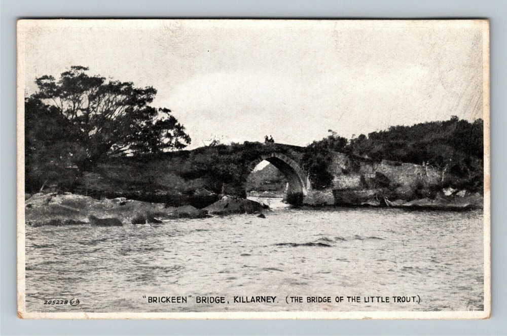 Killarney Ireland, BRICKEEN BRIDGE, BRIDGE LITTLE TROUT, Vintage Postcard