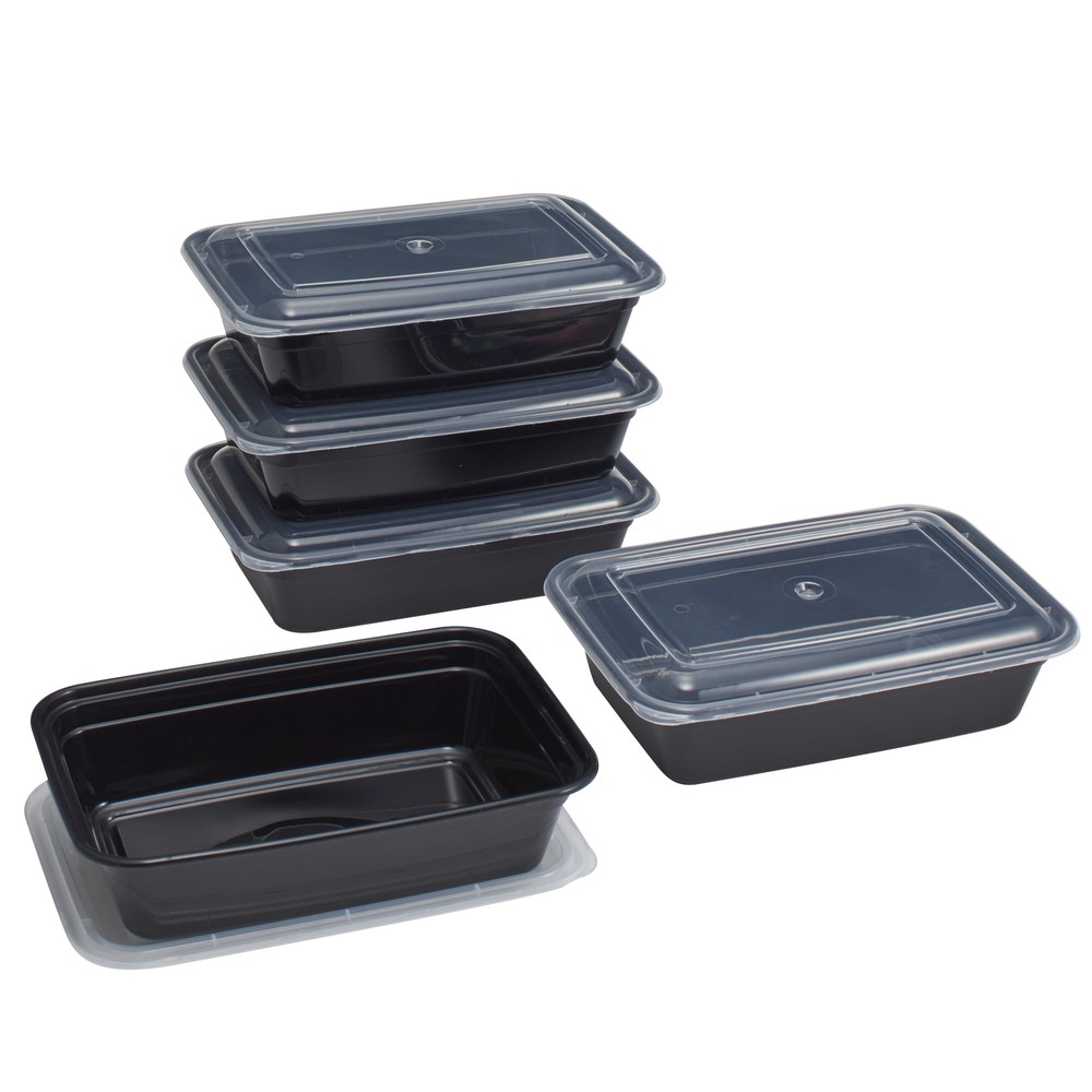 Mainstays 10-Piece Black Meal Prep Food Storage Container Set  