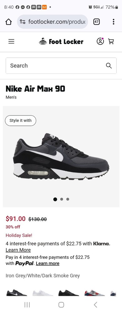 Nike Air Max  90  CD4165 Mens Running  Size 9 Us