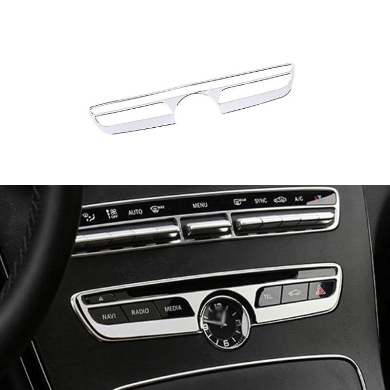 Silver Steel Center Console AC Switch Panel Trim 1PCS For Benz C-Class 2015-2021