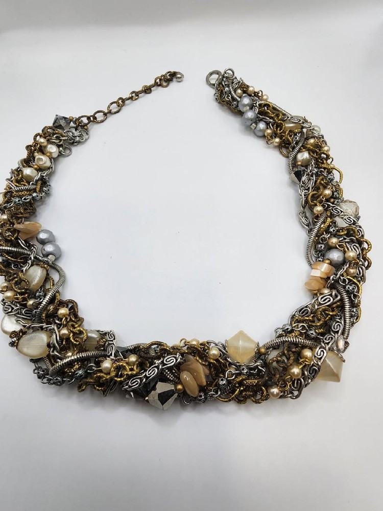 VTG Chico Necklace Multi Stranded Mixed Metal And Beaded