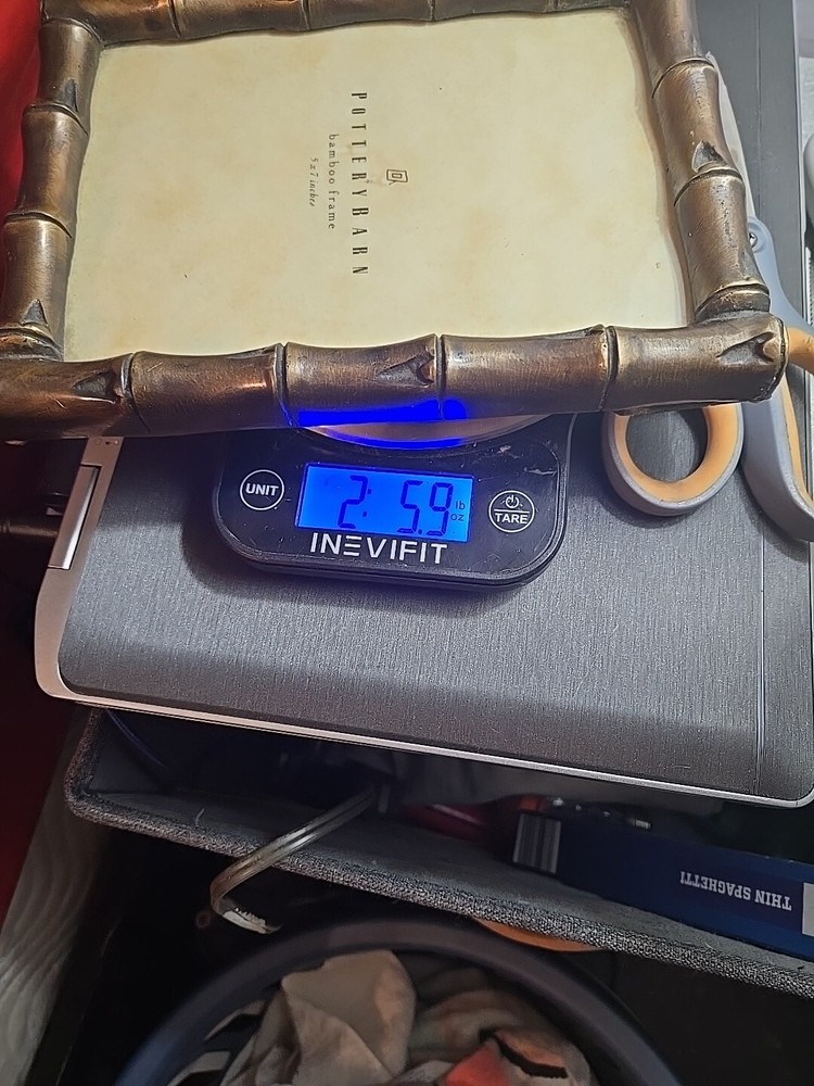 Pottery Barn Bamboo Picture Frame Brown 5 x 7. Weighs Over 2.5 Pounds.