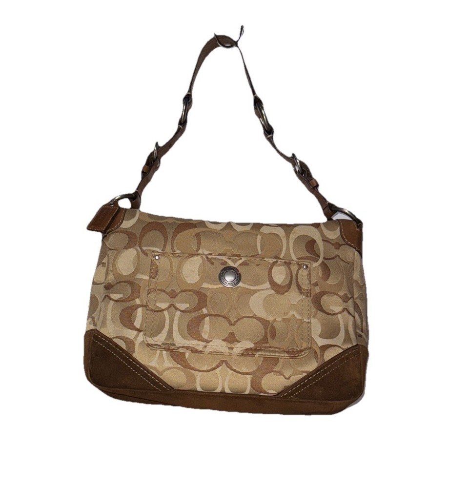 Coach Chelsea Signature  C Optic Shoulder Bag - Camel, Tan & Cream 10x8x3